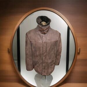 Mens Sawyer Brown Shearling Leather Coat Jacket Size 40